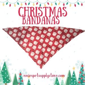 Christmas Pet Dog Cat Bandana Featuring Santa! OSFM! For Girls Boys Unisex
